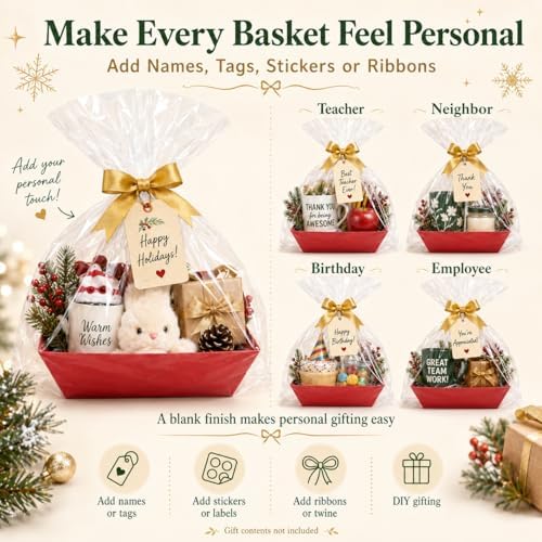CDIVEFTN Baskets for Gifts Empty, 10 Pack Red Gift Basket Kit with Bags - Image 6