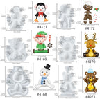 FUNSHOWCASE Christmas Silicone Molds Penguin Reindeer Snowman Gingerbread Man Santa Elf Bear Height 3-4inch for Fondant Cake Decoration Cupcake Topper Epoxy Resin Casting Polymer Clay Craft - Image 2