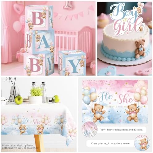 cocomigo 232pcs Bear Gender Reveal Decorations Complete Party Set 20 Guests - Image 6