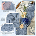 30 Pack Cheesecloth Table Runner 10FT Dusty Blue Table Runner Boho Gauze Cheese Cloth Table Runners Long Rustic Sheer Table Decorations for Wedding Party Baby Bridal Shower Birthday Holiday Home - Image 3
