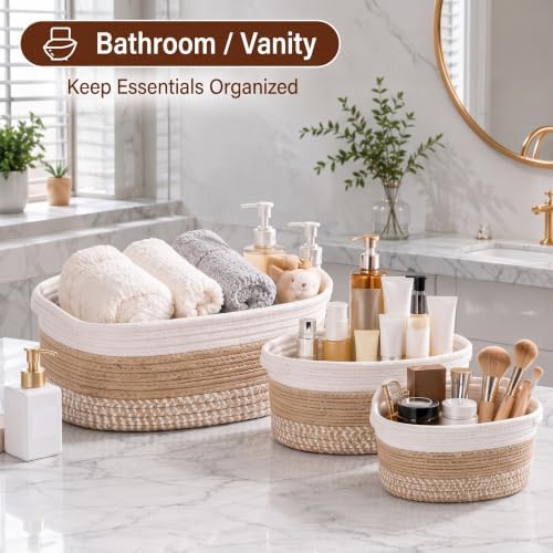 LemonRoad Set of 6 Cotton Rope Storage Baskets for Shelves (3 Sizes) - Image 3