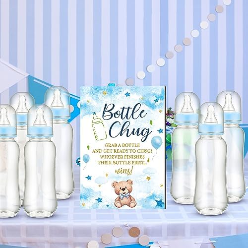 Trelaco 12 Pcs Bear Theme Baby Shower Games Bottle Chug Wooden Sign Set - Image 6
