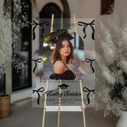 Personalized Graduation Yard Sign with Photo, Custom Class of 2026 Graduation Sign for Outdoor Lawn Decor, Clear Acrylic or Frosted, Waterproof Display with Elegant Bow Design - Image 3
