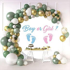 6.5x6.5ft Boy or Girl Gender Reveal Round Backdrop Blue Pink Little Feet Photography Background Circle Backdrop Cover Newborn Baby Shower Party Decoration Banner Polyester Photo Studio Props - Image 3