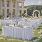 White Tulle Tablecloth for 8 FT Rectangle Tables 4-Pack, Ideal for Weddings - Image 2