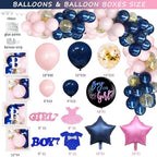144 PCs Navy Blue and Pink Gender Reveal Decorations, Hombae Boy or Girl Gender Reveal Decorations What Will Baby Be Backdrop Balloon Banner Tablecloth Cake Cupcake Topper Boxes Cutout Poster Sash - Image 4
