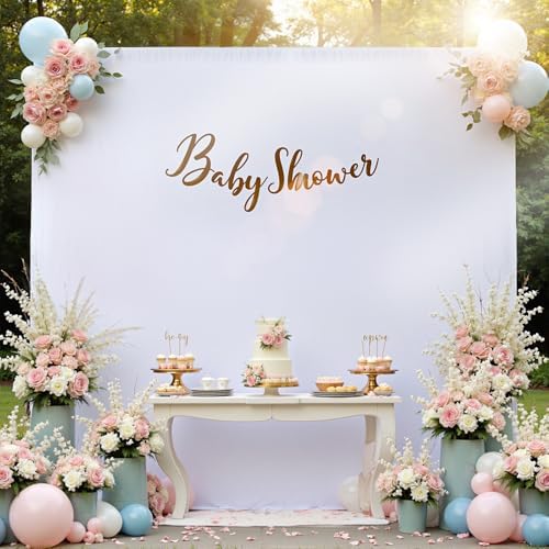 10×10ft White Backdrop Curtain for Weeding Parties, Wrinkle-Free Fabric Drape for Baby Shower, Birthday Party Decorations, Photography Photo Booth Background, Single Panel No Sewing, with Rod Pocket - Image 4