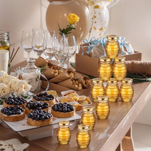 Baderke 3.4 oz Mini Honey Jars Party Favors, Small Glass Honey Jar with Lids Empty Glass Jars for Baby Shower Wedding Bridal Shower and Birthday Party Favors (48 Pcs) - Image 6
