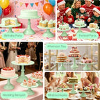 3 PCS Green Round Cake Stand Set, Multi Size Metal Cupcake Holders Stand for Birthday Wedding Banquets, Pastry Display Holders for Holiday Party Dessert Display Table Decor (8"/10"/12" Plate) - Image 6