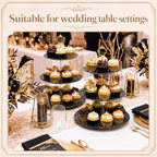 Thenshop 2 Pcs 3-tier Cupcake Stand Melamine 12" 10" 8" Serving Tray, Black - Image 5
