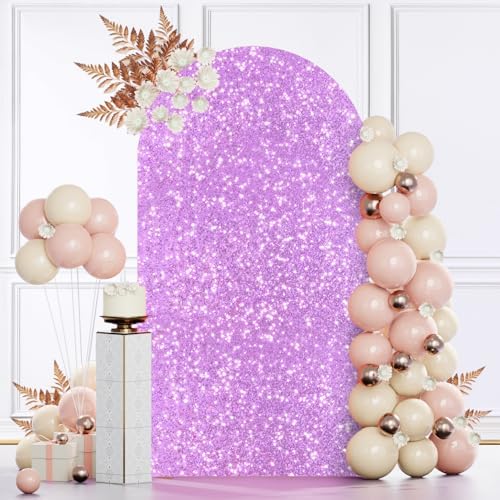 MODFUNS Sequined Lavender Arch Cover 6.6FT Spandex Arch Covers Stretchy Backdrop Wedding Arch Cover Backdrop Fabric Arch with Cover Backdrop for Wedding Ceremony Birthday Party Supplies by MODFUNS