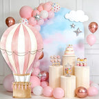 2.9 ft x 4.9 ft Hot Air Balloon Baby Shower Decorations, Large Pink Hot Air Shaped Cardboard Cutout, Life-Size Standup Photo Booth Props for Birthday Party Celebration Backdrops Decor - Image 6