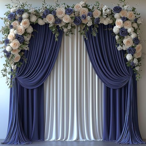 ESGOTBME 10x10ft Wrinkle Free Navy Blue Backdrop Curtain for Parties Soft Fabric Drapes Wedding Blue Curtain Backdrop for Birthday Party Decorations Background for Photography 5x10ft, 2 Panels - Image 5