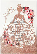 5.12 x7.28 inch 20PCS Rose Gold Glitter Quinceanera Invitations Kit Laser Cut Hollow Girl Princess Pocket with Envelopes Invitations for Quinceanera Bridal Shower Invite by KUCHYNEE