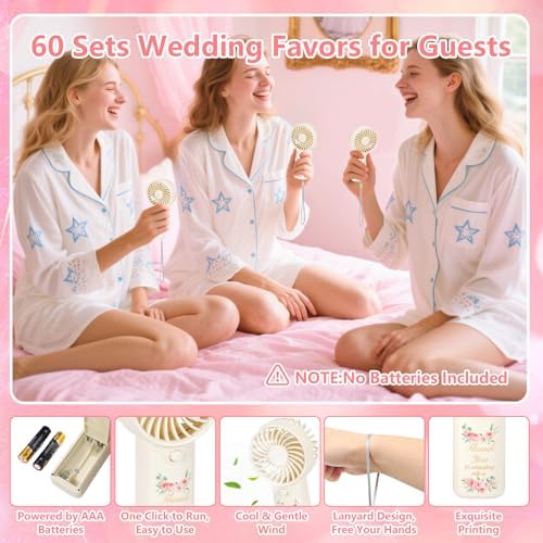 60Pcs Mini Handheld Fans for Wedding Bridal Baby Shower Guests - Image 4