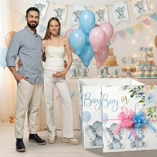 AmazingSpark 28in Giant Gender Reveal Gift Box Kit, Baby Elephant - Image 6