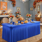 Shillance 2 Packs Royal Blue Tableclothes for 4 Foot Rectangle Table,Wrinkle Free Spandex Tablecovers 4FT Stretch Fitted Table Cloth with Skirt for Birthday Parties Graduations Event Wedding Banquet - Image 4