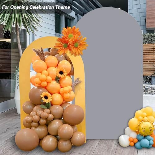 8 FT Arch Backdrop Cover, Wedding Light Grey Arch Covers Stretchy Backdrop Spandex Fitted for Chiara Stand Birthday Baby Shower Party Ceremony Decoration Light Grey 8FT - Image 4