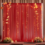 10ft x 10ft Red Backdrop Curtain Drapes, Wrinkle-Free Sheer Chiffon Fabric Photo Backdrop Panels for Wedding Arch Party Ceremony Stage Decoration - Image 6
