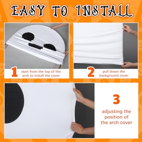 Moukeren 2 Pcs Halloween Ghost Arch Backdrop Covers, 7.2ft and 6ft - Image 4