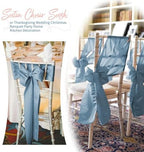 60 PCS Dusty Blue Satin Chair Sashes, 7 x 108 Inch - Image 6