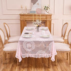Pink Lace Tablecloth Vintage Table Cloth (Pink,55”x70”,Rectangular) - Image 2
