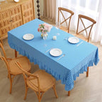 Dark Blue White Gingham Table Cloth Square 60"x60" - Image 3