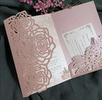 50sets Green Laser Cut Wedding Invitations Card Rose Greeting Cards Envelopes Invitation for Wedding Birthday Baby Graduation Party Supplies (Only invitation cards, Pink) - Image 6