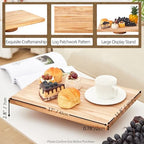 Rectangular Wood Cake Stand, Rustic Square Cake Dessert Display Platter, Tall Tierd Footed Cake Plate, Large Charcuterie Board, Wedding Birthday Party Holiday Christmas Essentials 17 x 11.8 x 2.8 Inch - Image 3