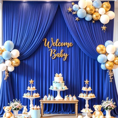 20x10ft Royal Blue Backdrop Curtain for Wedding Parties Wrinkle Free Fabric Royal Blue Drapes Backdrop Decoration for Baby Shower Birthday Photography Decoration 4 Panels, 5ft x 10ft - Image 2