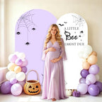 Serencatcher Halloween Baby Shower Arch Backdrop Covers 7.2FT 6FT Purple - Image 2