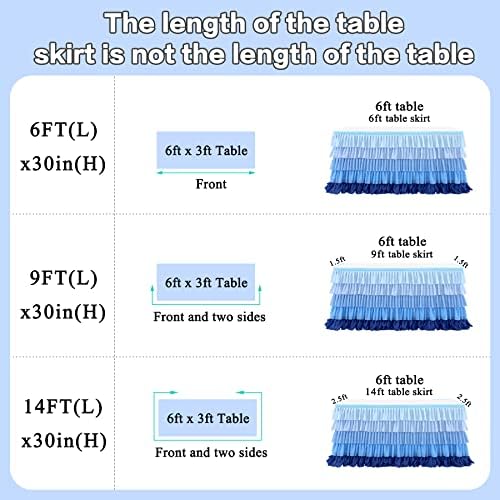 Blue Tablecloth Tutu Table Skirt for Frozen Under the Sea Party Decorations Gender Reveal Birthday Elephant Baby Shower 9ft - Image 5