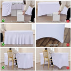 Spandex Tablecloth 6FT Rectangle Table Cover 12 Pack White Wrinkle-Free - Image 5
