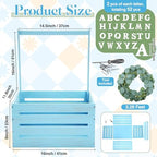 Barydat Wooden Baby Shower Crate Basket with Handle, Blue - Image 4