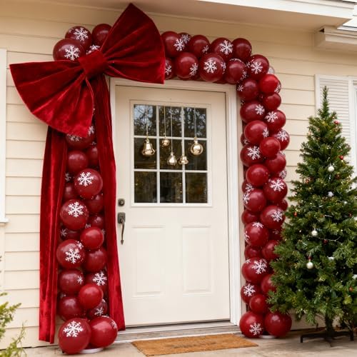 VZQI Extra Large Red Velvet Christmas Bow with Decorative Ribbon - Image 4