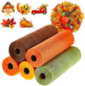 5 Rolls Fall Thanksgiving Mesh Ribbon and 5 Wood Signs, Orange by Seeshack