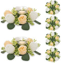 NUPTIO Small Flower Rings for Centerpieces: 9.05 Inch Champagne & White Candle Wreath for Wedding Party Christmas Table Decorations - Spring Summer Front Door Porch Decor 6 Pcs by Nuptio