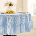 Romanstile Gingham Ruffled Round Tablecloth, 70 Inch, Light Blue by Romanstile