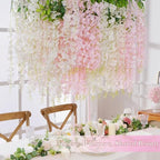 Waipfaru 36 Pack Wisteria Hanging Flowers, White Light Pink Wisteria Artificial Flowers, 3.6 Feet/Pcs Fake Flowers Garland Vines for Bedroom Wedding Home Party Wall Decoration - Image 2