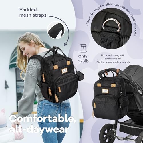 RUVALINO Baby Diaper Bag Backpack with Changing Pad, Black Leopard - Image 5