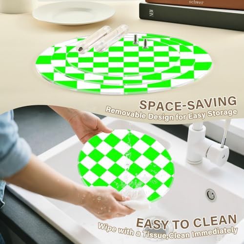 J JOYSAY Chess Checkerboard Light Green White Pattern Acrylic Cupcake Stand 3 Tier Dessert Table Display Set Clear Cake Stands for Baby Shower Party Wedding Decorations Easy Assembly Donut Tower - Image 4