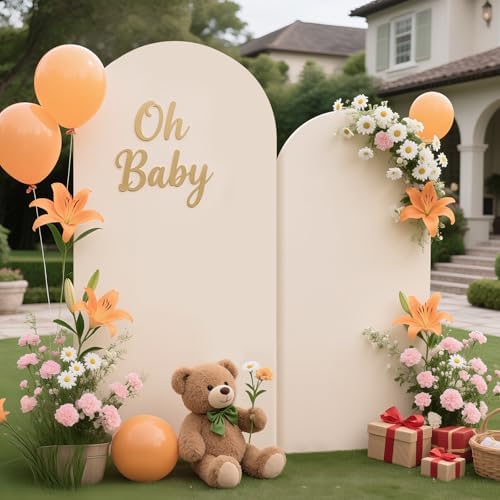 Ledido 6FT 7.2FT 2Set Beige Arch Backdrop Cover Party Decoration - Image 4