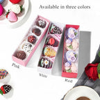 50Pack Red Chocolate Covered Strawberry Box for 4, Macaron boxes, Long Treat Box for Truffles, Cookies, Ores, Chocolate Cocoa Bombs&Cake Ball Bakery Packaging Supplies - Image 2