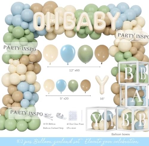 Party Inspo A New Chapter Begins Baby Shower Decorations – 109 PCs A New Chapter Baby Shower Theme Party Supplies with Backdrop, Balloon Garland, Cake Topper, Balloon Boxes - Image 3