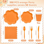 350 Pcs Fall Orange Paper Plates and Napkins Set,Serve for 50 Guest - Image 2