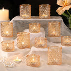 20 Pcs Gold Votive Candle Holder Glass Tea Light Candle Holders Bulk by MATAHUMbeyourbetterchoice