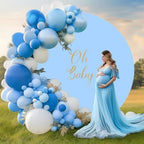 Gallety 7.2FT Baby Blue Round Backdrop Cover with Oh Baby Decal, Size Adjuster, Universal Fit for 5-7.2ft Circle Stand, Polyester Fabric Arch Cover for Wedding, Birthday Party, Photography Decor - Image 6
