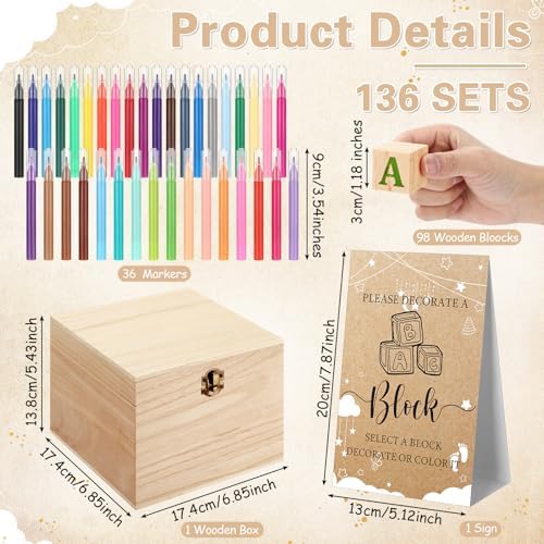 Marsui 136 Pcs Baby Shower Blocks to Decorate Game Kit, Cloud - Image 2