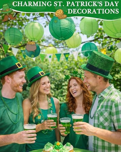 Treela 48 Pcs Paper Lanterns Party Decorations Round, Green Series - Image 5