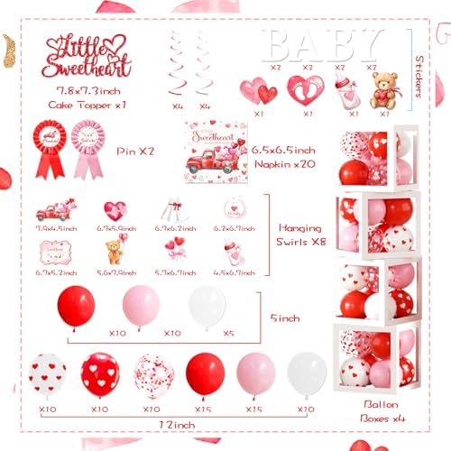 A Little Sweetheart is On The Way Decorations - 267Pcs Valentines Day Bear Truck Little Sweetheart Theme Balloon Arch Garland Set for Baby Shower Party Decoration - Image 4